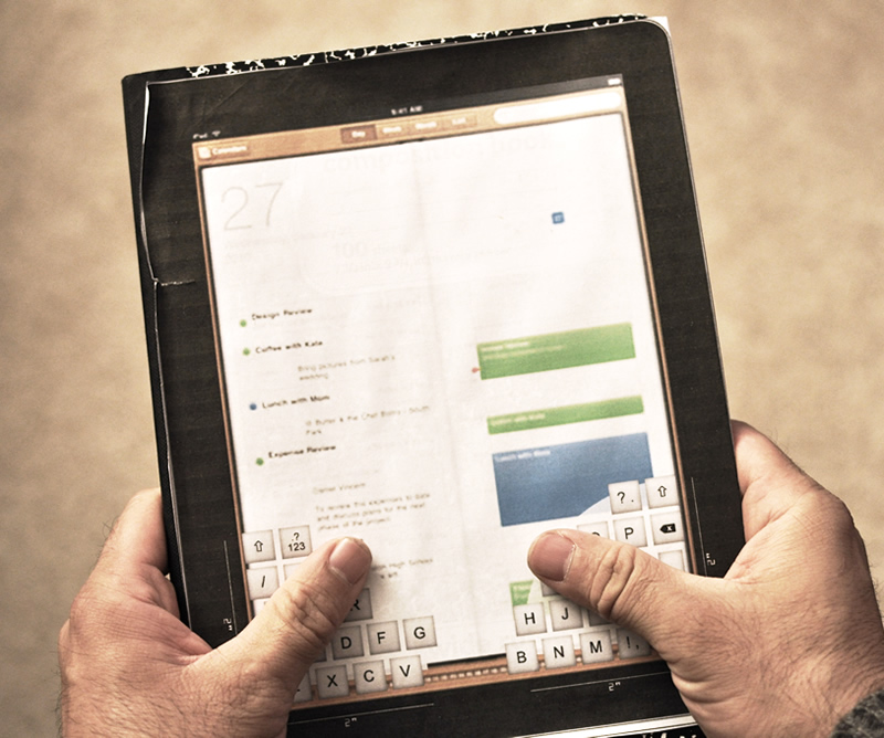 iPad thumb keyboard concept - holding mockup